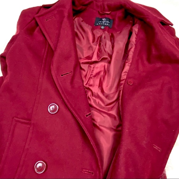 Gallery Collection GC Red Classic Wool Double Breasted Peacoat Vtg Button Front - Picture 9 of 16
